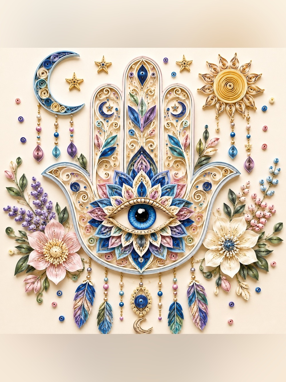 8x8 Black Framed Hamsa Wall Art Print